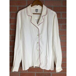 Tony Lambert Womens Button Front Top Blouse Long Sleeve Collared White Size 10